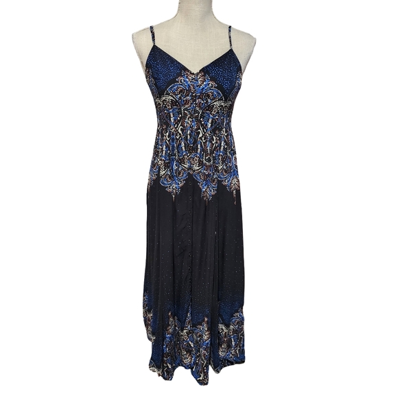 FREE PEOPLE Be My Baby Maxi Dress Womens Small Blue Boho As Seen On Full House - Picture 2 of 7